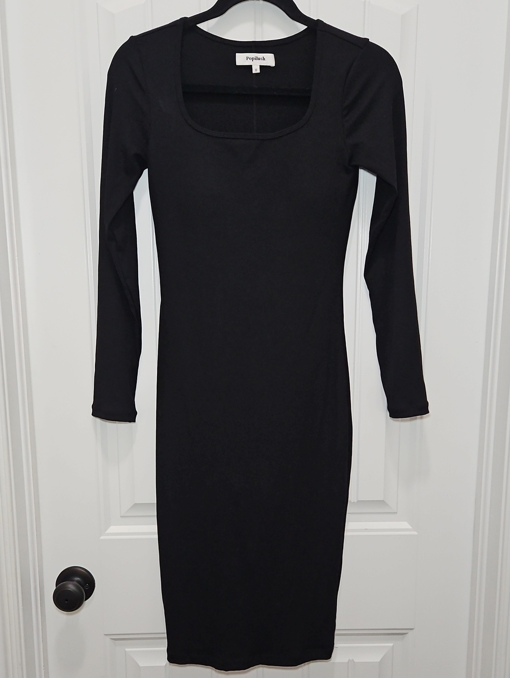 Popilush Shapewear Long Sleeve Square Neck Modal Slimming Midi Dress New Medium